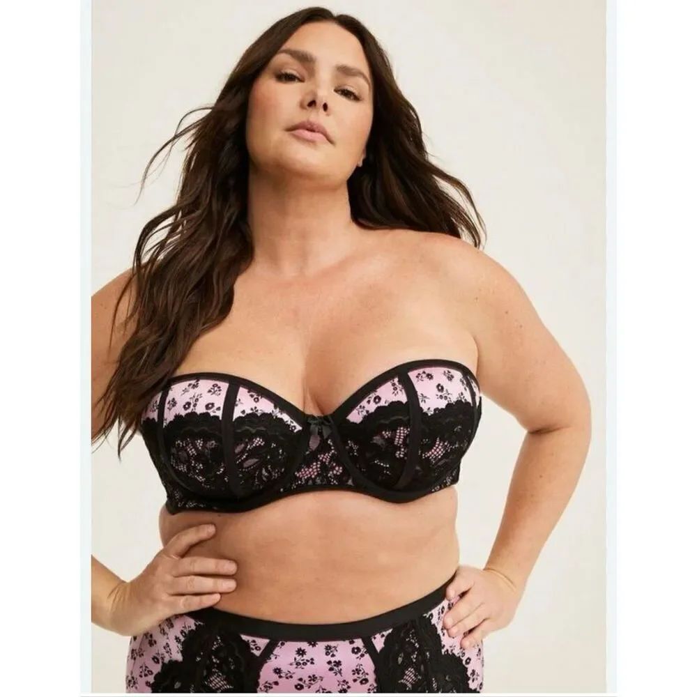 Sexy torrid longline lace plunge bra 40DDD(E) push up padded